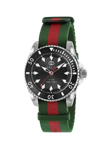Gucci Men's Dive Stainless Steel & Canvas Strap Watch/40MM - Black Green Red | Thumbnail 1 Gucci Men's Dive Stainless Steel & Canvas Strap Watch/40MM - Black Green Red | Thumbnail 1