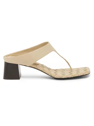 Bottega Veneta Women's Marella 45MM Leather Block-Heel Sandals - Black | Thumbnail 7