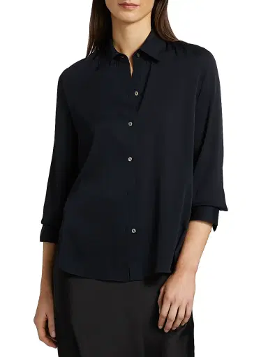 Vince Women's Silk Stretch Button-Front Shirt | Thumbnail 3 Vince Women's Silk Stretch Button-Front Shirt | Thumbnail 3
