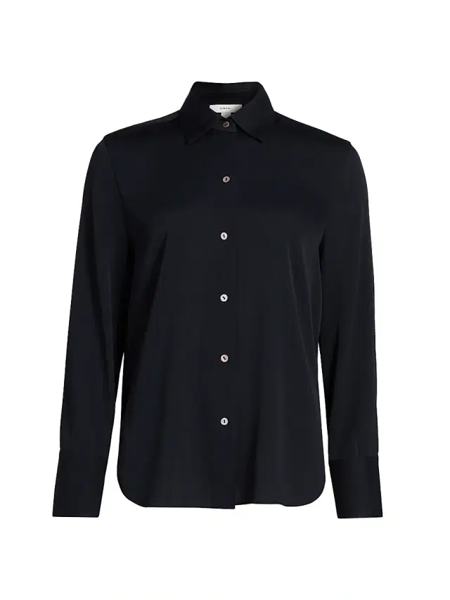 Vince Women's Silk Stretch Button-Front Shirt - Coastal