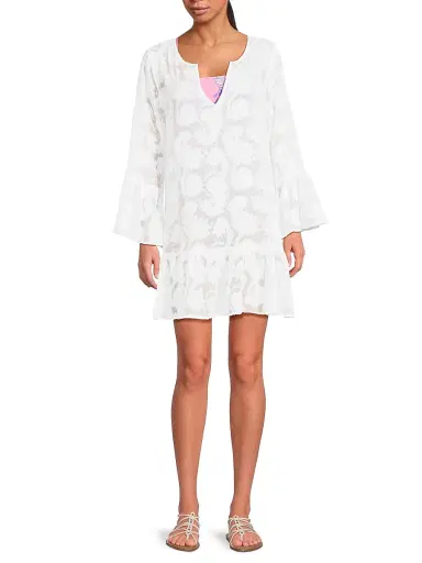Lilly Pulitzer Women's Shenzi Jacqaurd Cover-Up Dress - Resort White Tangerine Dream - Size Large | Thumbnail 2 Lilly Pulitzer Women's Shenzi Jacqaurd Cover-Up Dress - Resort White Tangerine Dream - Size Large | Thumbnail 2