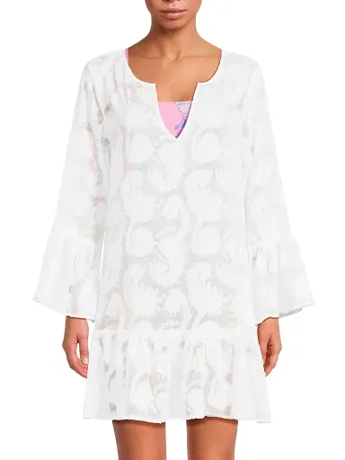 Lilly Pulitzer Women's Shenzi Jacqaurd Cover-Up Dress - Resort White Tangerine Dream - Size Large | Thumbnail 3 Lilly Pulitzer Women's Shenzi Jacqaurd Cover-Up Dress - Resort White Tangerine Dream - Size Large | Thumbnail 3