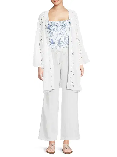 Lilly Pulitzer Women's Brailey Eyelet Cover-Up Shirt - Resort White Hideaway Rayon - Size XL | Thumbnail 2 Lilly Pulitzer Women's Brailey Eyelet Cover-Up Shirt - Resort White Hideaway Rayon - Size XL | Thumbnail 2