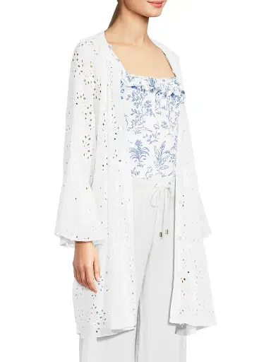 Lilly Pulitzer Women's Brailey Eyelet Cover-Up Shirt - Resort White Hideaway Rayon - Size XL | Thumbnail 4 Lilly Pulitzer Women's Brailey Eyelet Cover-Up Shirt - Resort White Hideaway Rayon - Size XL | Thumbnail 4
