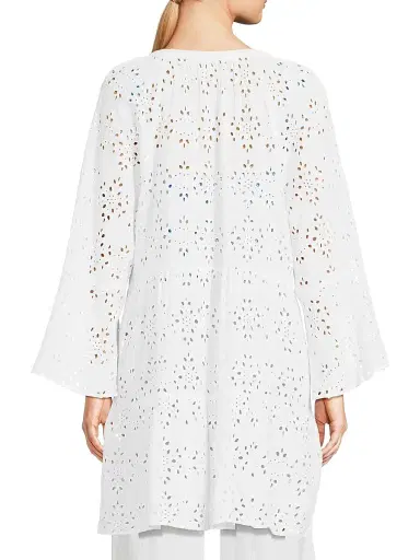 Lilly Pulitzer Women's Brailey Eyelet Cover-Up Shirt - Resort White Hideaway Rayon - Size XL | Thumbnail 5 Lilly Pulitzer Women's Brailey Eyelet Cover-Up Shirt - Resort White Hideaway Rayon - Size XL | Thumbnail 5