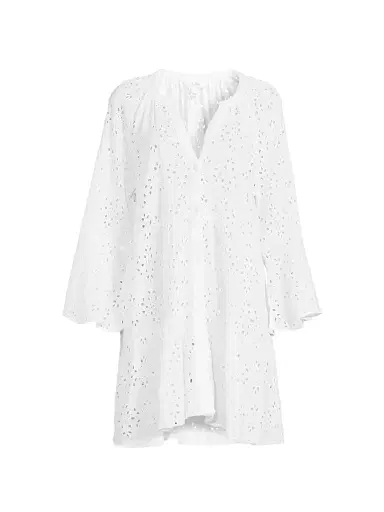 Lilly Pulitzer Women's Brailey Eyelet Cover-Up Shirt - Resort White Hideaway Rayon - Size XL | Thumbnail 1 Lilly Pulitzer Women's Brailey Eyelet Cover-Up Shirt - Resort White Hideaway Rayon - Size XL | Thumbnail 1