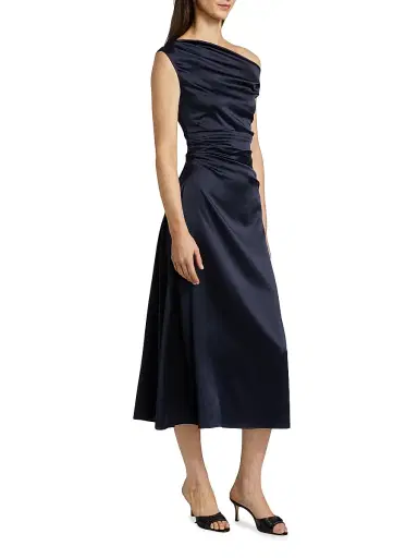 Staud Women's Phare Silk Drape Midi-Dress | Thumbnail 4 Staud Women's Phare Silk Drape Midi-Dress | Thumbnail 4