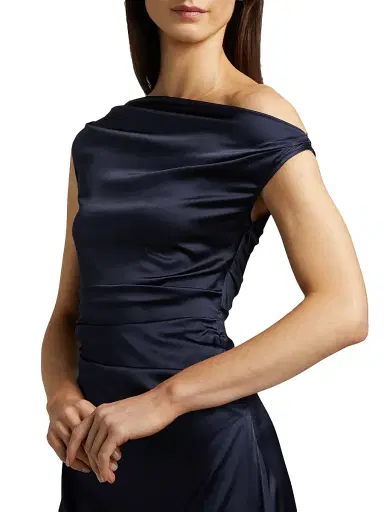 Staud Women's Phare Silk Drape Midi-Dress | Thumbnail 6 Staud Women's Phare Silk Drape Midi-Dress | Thumbnail 6