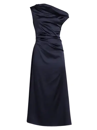 Staud Women's Phare Silk Drape Midi-Dress | Thumbnail 1 Staud Women's Phare Silk Drape Midi-Dress | Thumbnail 1