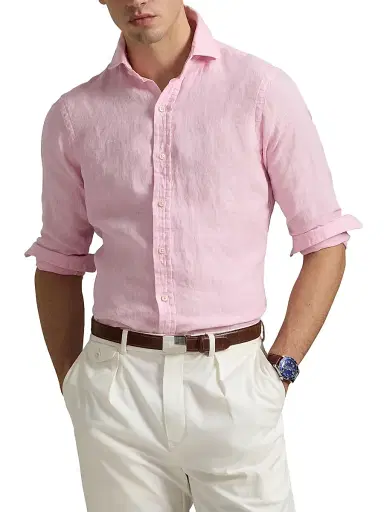 Polo Ralph Lauren Men's Classic-Fit Linen Shirt - Carmel Pink | Thumbnail 3 Polo Ralph Lauren Men's Classic-Fit Linen Shirt - Carmel Pink | Thumbnail 3