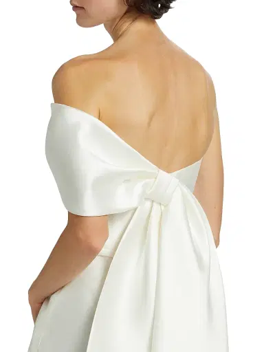 Amsale Women's One-Shoulder Bow Back Satin Dress - Ivory - Size 14 | Thumbnail 6 Amsale Women's One-Shoulder Bow Back Satin Dress - Ivory - Size 14 | Thumbnail 6