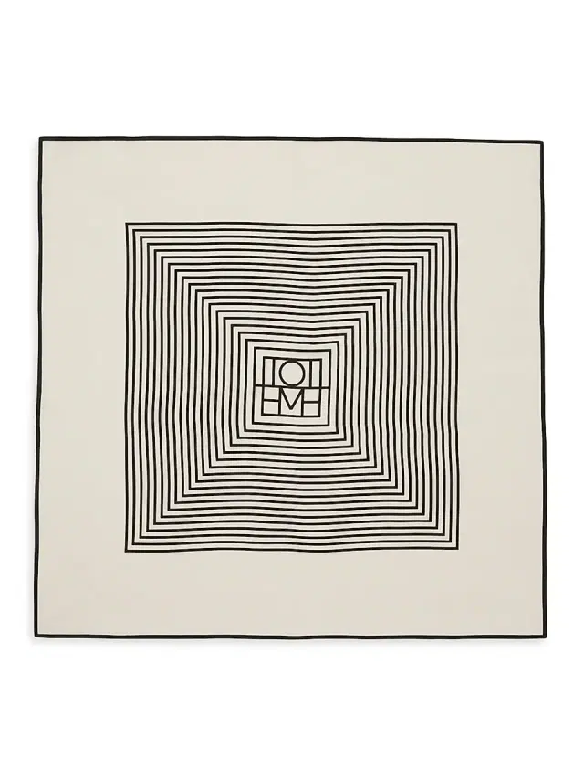 Toteme Women's Centered Monogrammed Silk Scarf - Creme Monogram