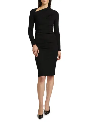 Giorgio Armani Women's Draped Jersey Sheath Dress - Black - Size 4 | Thumbnail 3