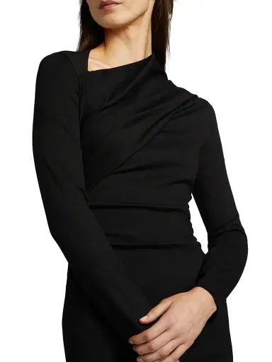 Giorgio Armani Women's Draped Jersey Sheath Dress - Black - Size 4 | Thumbnail 6
