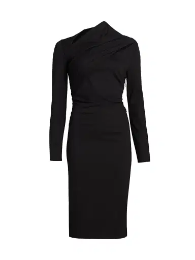 Giorgio Armani Women's Draped Jersey Sheath Dress - Black - Size 4 | Thumbnail 1