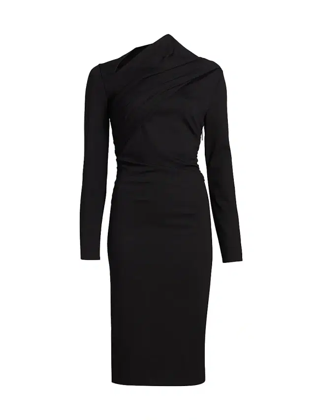 Women's Draped Jersey Sheath Dress - Black