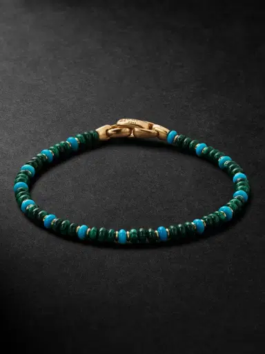 David Yurman Spiritual Beads 18-Karat Gold, Malachite and Turquoise Beaded Bracelet - Men | Thumbnail 1 David Yurman Spiritual Beads 18-Karat Gold, Malachite and Turquoise Beaded Bracelet - Men | Thumbnail 1