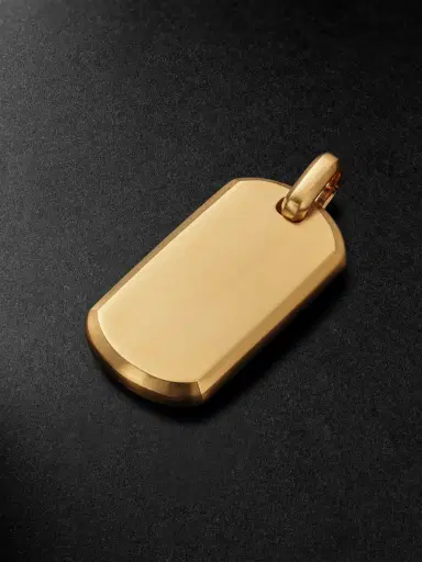 David Yurman Chevron Tag Brushed 18-Karat Gold Pendant - Men | Thumbnail 1 David Yurman Chevron Tag Brushed 18-Karat Gold Pendant - Men | Thumbnail 1