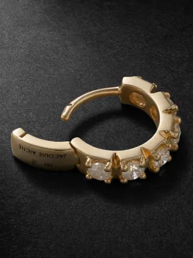 Jacquie Aiche 14-Karat Gold Diamond Single Hoop Earring - Men | Thumbnail 3