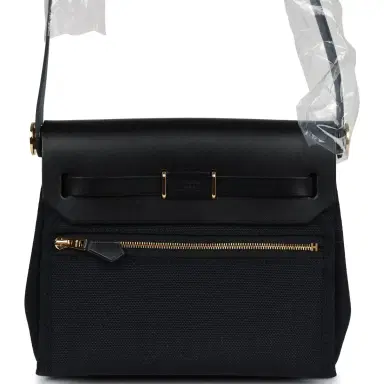 HERMÈS Hermes Herbag Zip 20 Mini Black Toile Militaire Canvas and Black Vache Hunter Gold Hardware | Thumbnail 4 HERMÈS Hermes Herbag Zip 20 Mini Black Toile Militaire Canvas and Black Vache Hunter Gold Hardware | Thumbnail 4