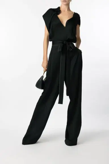 Victoria Beckham Draped Pleated Jumpsuit | Thumbnail 2
