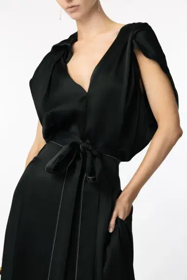 Victoria Beckham Draped Pleated Jumpsuit | Thumbnail 3
