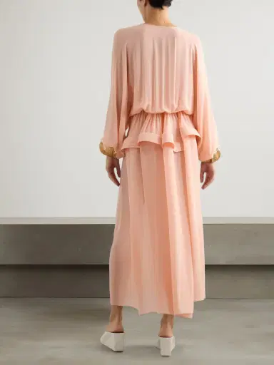 Alaïa Gathered Georgette Peplum Midi Dress | Thumbnail 3
