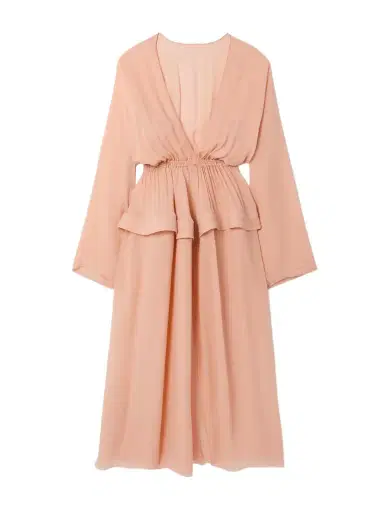 Alaïa Gathered Georgette Peplum Midi Dress | Thumbnail 1