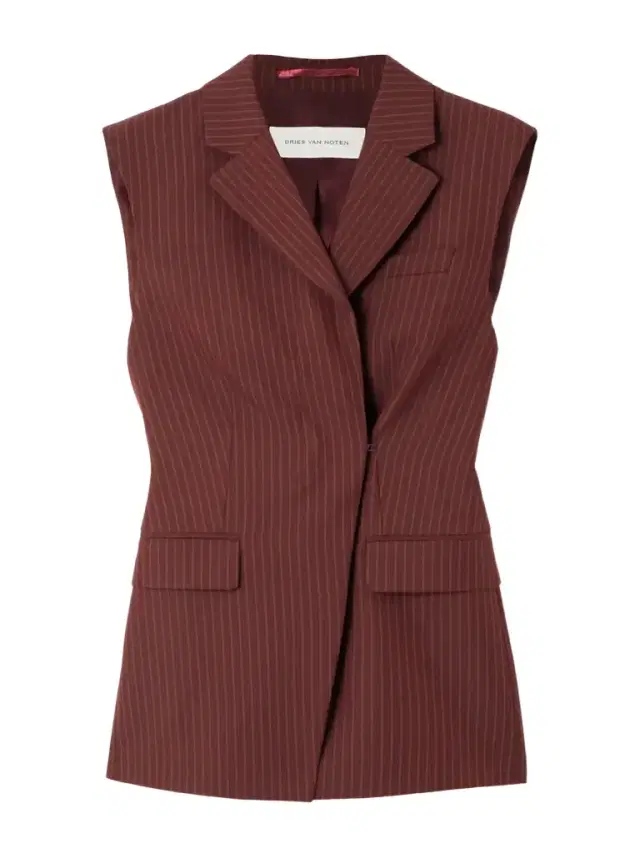 Striped Wool-blend Twill Vest