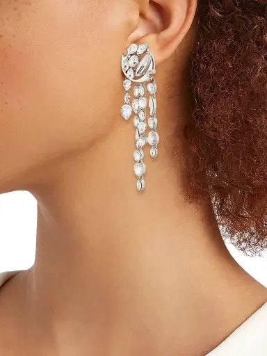 McQueen Women's Silvertone & Glass Crystal Drop Earrings - Silver | Thumbnail 2 McQueen Women's Silvertone & Glass Crystal Drop Earrings - Silver | Thumbnail 2