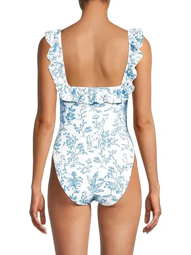 Lilly Pulitzer Women's Aemma Ruffled Floral One-Piece Swimsuit - Resort White Tall Tales - Size 10 | Thumbnail 5 Lilly Pulitzer Women's Aemma Ruffled Floral One-Piece Swimsuit - Resort White Tall Tales - Size 10 | Thumbnail 5