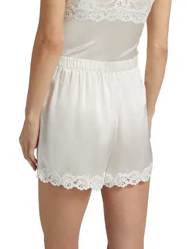 Josie Natori Women's Rose Parfait Silk-Lace Shorts - Warm White | Thumbnail 4