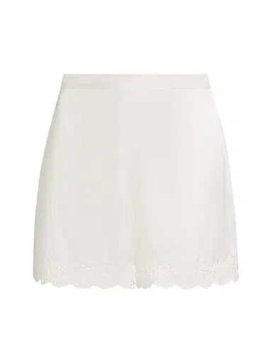 Josie Natori Women's Rose Parfait Silk-Lace Shorts - Warm White | Thumbnail 1