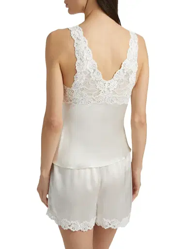 Josie Natori Women's Rose Parfait Silk-Lace Camisole - Warm White | Thumbnail 4