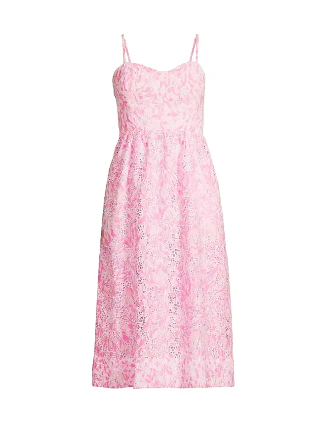 Lilly Pulitzer Women's Allarie Cotton Midi-Dress - Rousseau Pink Tulip To Tango