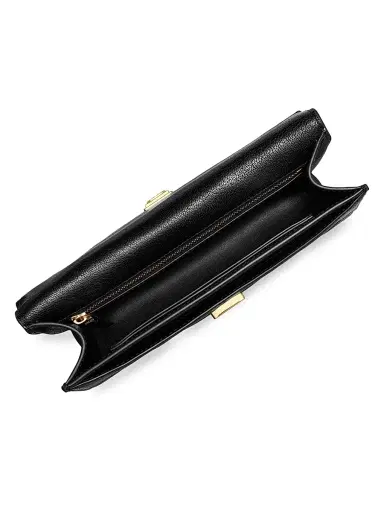 Tory Burch Women's Small Fleming Polished Grain Leather Shoulder Bag - Black | Thumbnail 4 Tory Burch Women's Small Fleming Polished Grain Leather Shoulder Bag - Black | Thumbnail 4