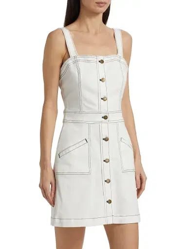 Ramy Brook Women's Tammy Buttoned Minidress - White Denim Navy Stitch | Thumbnail 4 Ramy Brook Women's Tammy Buttoned Minidress - White Denim Navy Stitch | Thumbnail 4