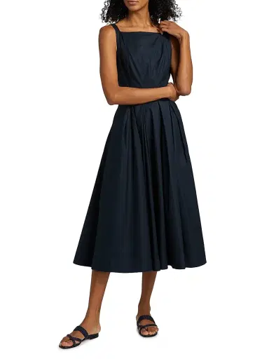 Reformation Women's Jovana Stretch-Cotton Sleeveless Midi-Dress - Midnight - Size 6 | Thumbnail 2