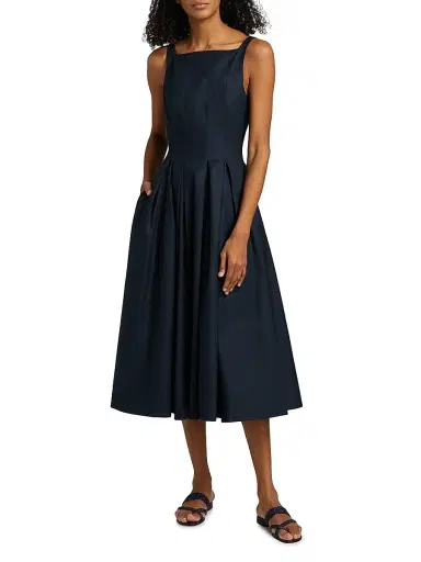 Reformation Women's Jovana Stretch-Cotton Sleeveless Midi-Dress - Midnight - Size 6 | Thumbnail 3