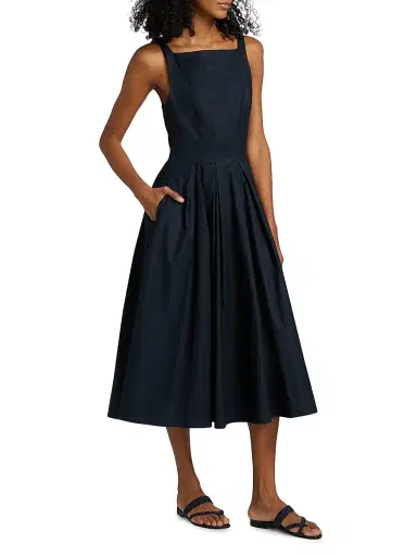 Reformation Women's Jovana Stretch-Cotton Sleeveless Midi-Dress - Midnight - Size 6 | Thumbnail 4
