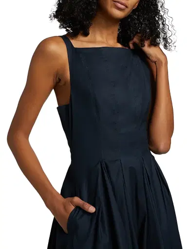 Reformation Women's Jovana Stretch-Cotton Sleeveless Midi-Dress - Midnight - Size 6 | Thumbnail 6