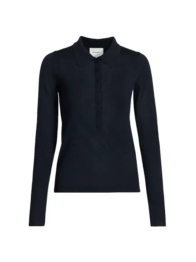 Reformation Women's Wool Knit Polo Shirt - Navy