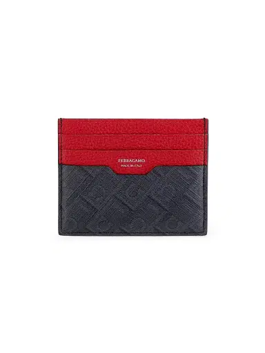 Ferragamo Men's Monogrammed Colorblocked Leather Card Case | Thumbnail 1 Ferragamo Men's Monogrammed Colorblocked Leather Card Case | Thumbnail 1