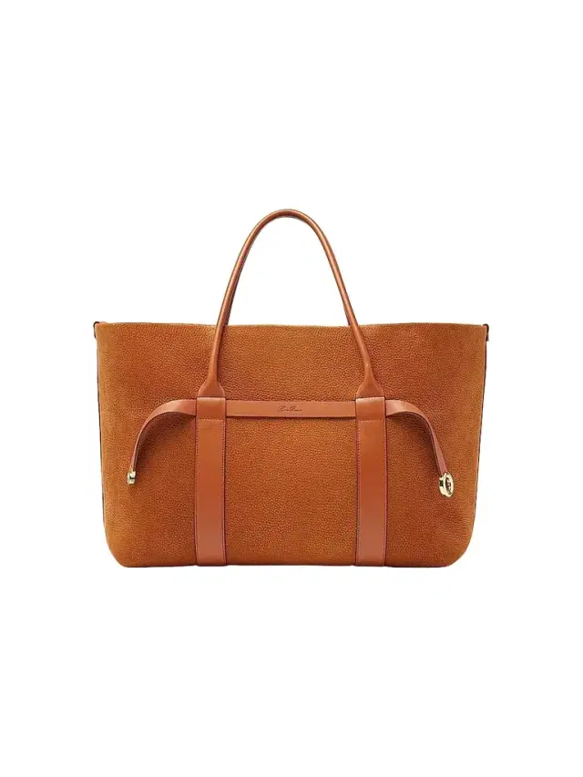 Women's  Ghiera Grained Leather Shopper Tote Bag - Bon Ton Brown