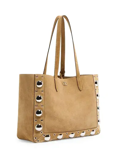 Valentino Garavani Men's Nellcôte Large Suede Shopping Bag - Havana Beige | Thumbnail 3
