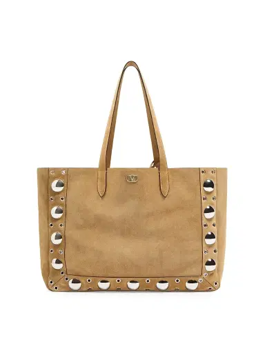 Valentino Garavani Men's Nellcôte Large Suede Shopping Bag - Havana Beige | Thumbnail 1