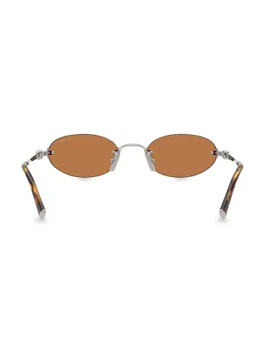 Miu Miu Women's 51MM Oval Sunglasses - Silver Brown | Thumbnail 4 Miu Miu Women's 51MM Oval Sunglasses - Silver Brown | Thumbnail 4