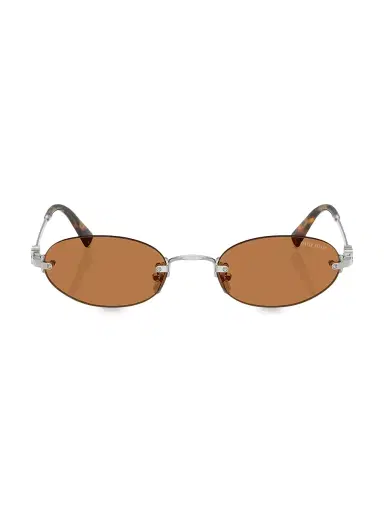 Miu Miu Women's 51MM Oval Sunglasses - Silver Brown | Thumbnail 1 Miu Miu Women's 51MM Oval Sunglasses - Silver Brown | Thumbnail 1