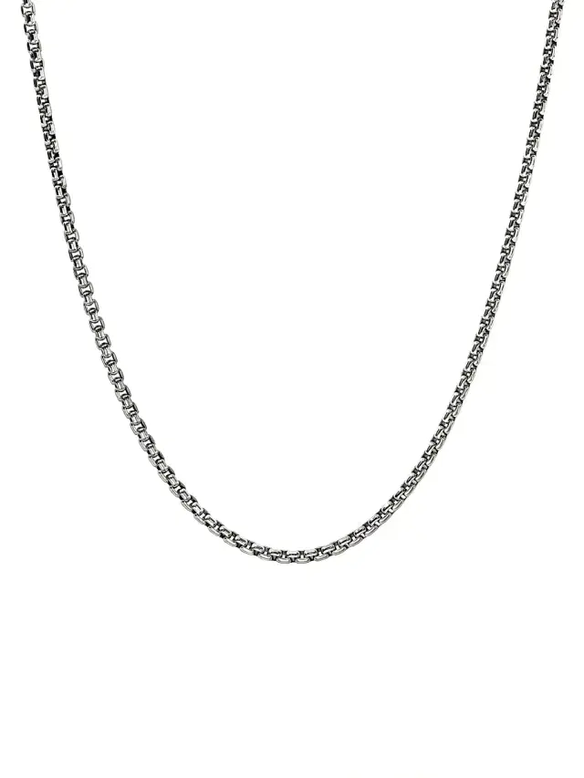 Women's Sterling Silver Box Chain Necklace/2.7MM - Silver