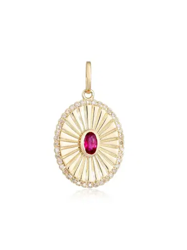 Wish Fine Jewelry 0.37ct Diamond Ruby 14K Gold Medal Pendant | Thumbnail 1 Wish Fine Jewelry 0.37ct Diamond Ruby 14K Gold Medal Pendant | Thumbnail 1
